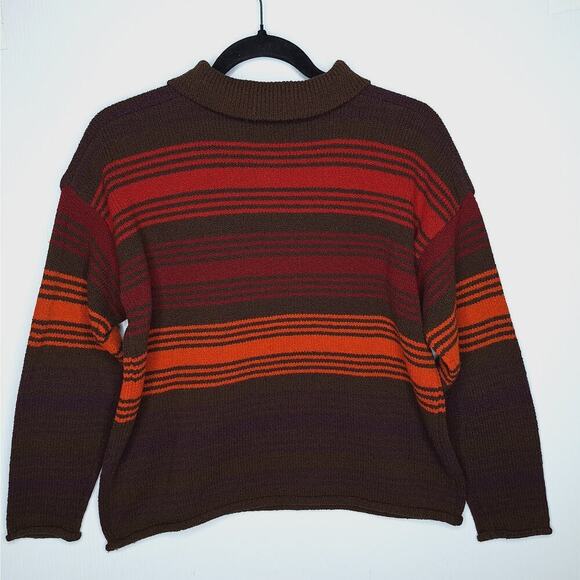 Vintage 90s Express Tricot Collared Sweater 1/4 Zip Small Pullover Stripe Grunge - Picture 8 of 8